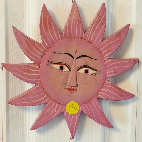 Celestial Decor Wooden Painted Sun And Moon Wall Hanging 31 X 9 X .5" - Picture 3 of 8